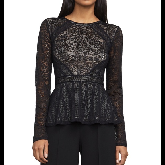 bcbg lace peplum top
